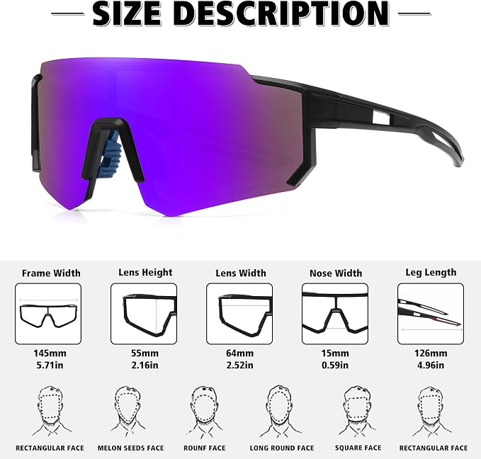 STORYCOAST Polarized Sports Sunglasses for Men Women,Driving Fishing Cycling Mountain Bike Sunglasses UV400 Protection