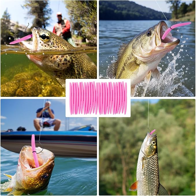 Senko Bait Soft Plastic Lures 5" Senkos 24 Pcs/100pcs for Wacky Rig Freshwater Fishing Green Pumpkin senko with Black Flake Pink Watermelon Double Color