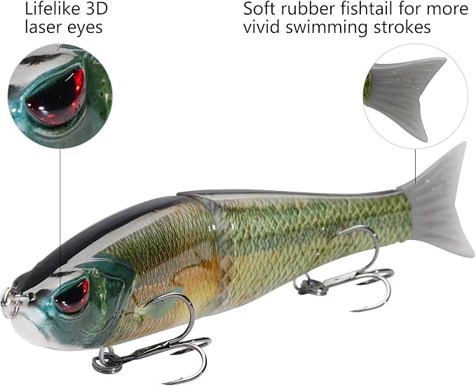 Bassdash SwimShad Glide Baits Jointed Swimbait Bass Pike Salmon Trout Muskie Fishing Lure