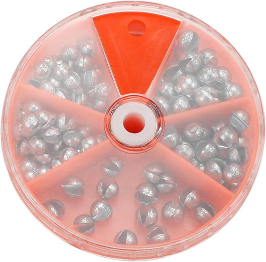 Joyiii Fishing Weights Sinkers 205pcs/100pcs Lead Split Shot Fishing Line Sinkers 5 Sizes Removable Egg Lead Assortment