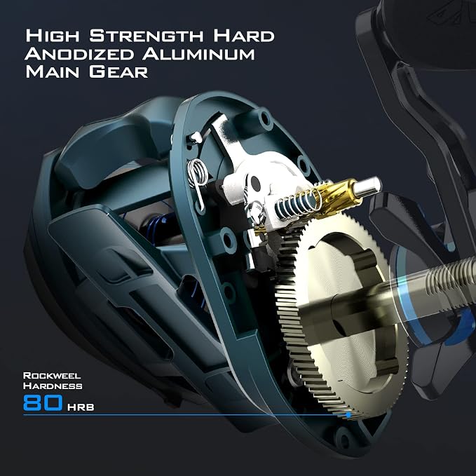 KastKing MegaJaws Elite Baitcasting Fishing Reel, New AutoMag Dual Braking System, Only 6.7oz, 17.64 LBs Carbon Fiber Drag, 11+1 Shielded BB, High Speed 5.4:1 to 9.1:1 Gear Ratios
