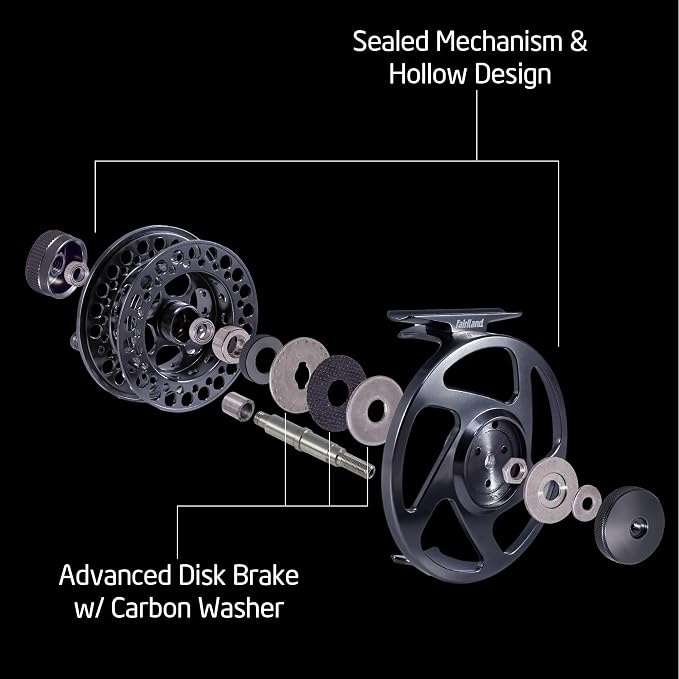 TURMAX MK2 Fly Fishing Reel Combo, CNC Aluminum Large Arbor Fly Reel with 2 Extra Spools and Storage Case, Sealed Carbon Drag, Left/Right Retrieve, 5/6 and 7/8 Line Weight Options