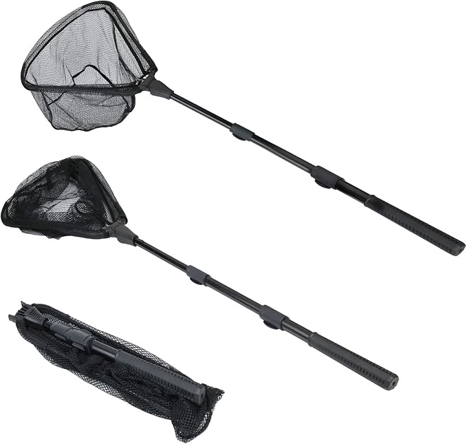 RESTCLOUD Fishing Landing Net with Telescoping Pole Handle, Fishing net Freshwater for Kids Men Women, Extend to 40-63 Inches