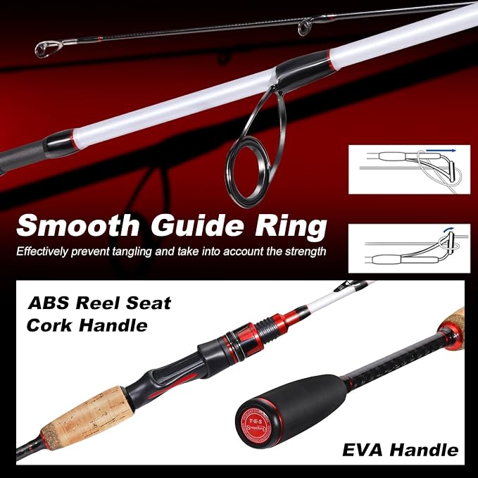 Sougayilang Fishing Rod and Reel Combo, 5.9ft/6.9ft 2-Piece MH Spinning Rod with Spinning Reel, 15lb Max Drag, Cork & EVA Grip, Saltwater Freshwater Gear for Bass Walleye Trout-2Packs