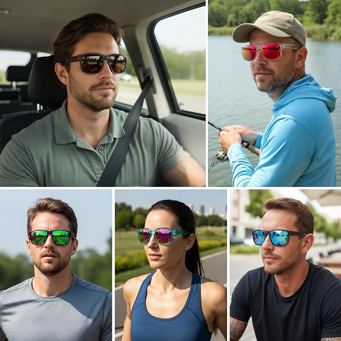 Sports Polarized Sunglasses for Men Women UV Protection Unbreakable Driving Running Fishing Hiking Sun Glasses