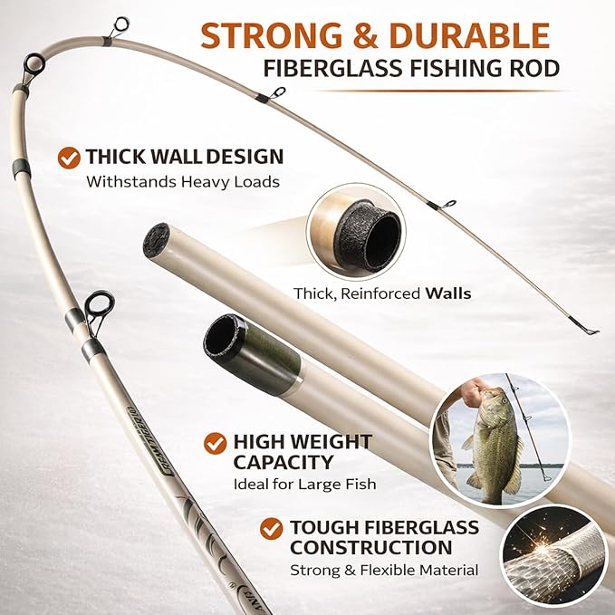 Sougayilang Baitcasting Fishing Combos, Carbon&Glass Fiber Composite 2 Piece Fishing Rods with Casting Reel- 6'0"