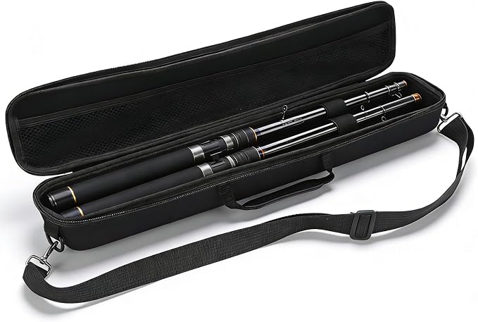 Travel Fishing Rod Case Hard Shell, Fishing Pole Carrying Case for Travel Fishing Rod Bag Carrier Case Fishing Pole Travel Case with Shoulder Strap for Fishing Tools
