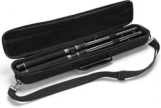 Travel Fishing Rod Case Hard Shell, Fishing Pole Carrying Case for Travel Fishing Rod Bag Carrier Case Fishing Pole Travel Case with Shoulder Strap for Fishing Tools