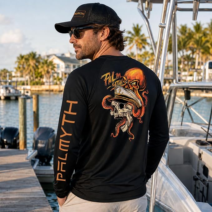 Palmyth Fishing Shirts for Men Long Sleeve UPF 50+ T Shirt Sun Protection Tee