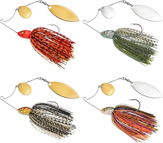 MadBite by KastKing Spinnerbait Fishing Lures, Bass Trout Salmon Walleye Stainless Steel Spinner Baits Kit, Saltwater Freshwater, 4 pcs