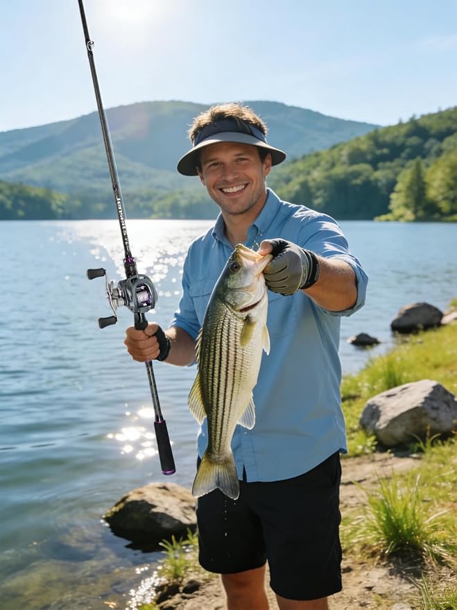 Jenseits Carbon Fiber Fishing Rod Series (6-12 Ft), Spinning & Casting Rods with Stainless Steel Ceramic Guides, Fast Action Fishing Pole for Bass, Trout, Walleye & Surf Fishing