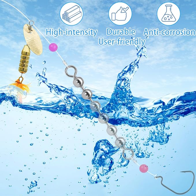 20 Pack Fishing Bead Chain Swivels High-Speed Trolling Swivels Stainless Steel Catfish Swivels Fishing Tackle Rig Fishing Gear Freshwater Saltwater Salmon Walleye