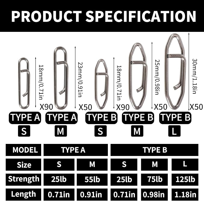 330pcs Speed Clips for Fishing Lures, Fishing Clips Quick Change Speed Clips for Freshwater Saltwater Crankbait Popper Lures Fast Link Snap Connector