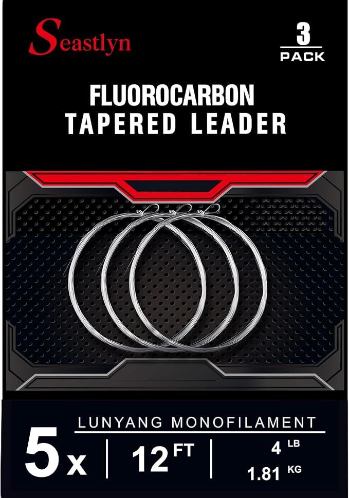 3 Packs Pre-Tied Loop Fly Fishing Tapered Leader Fluorocarbon 7.5FT 9FT 12FT 0X 1X 2X 3X 4X 5X 6X 7X 8LB-26LB