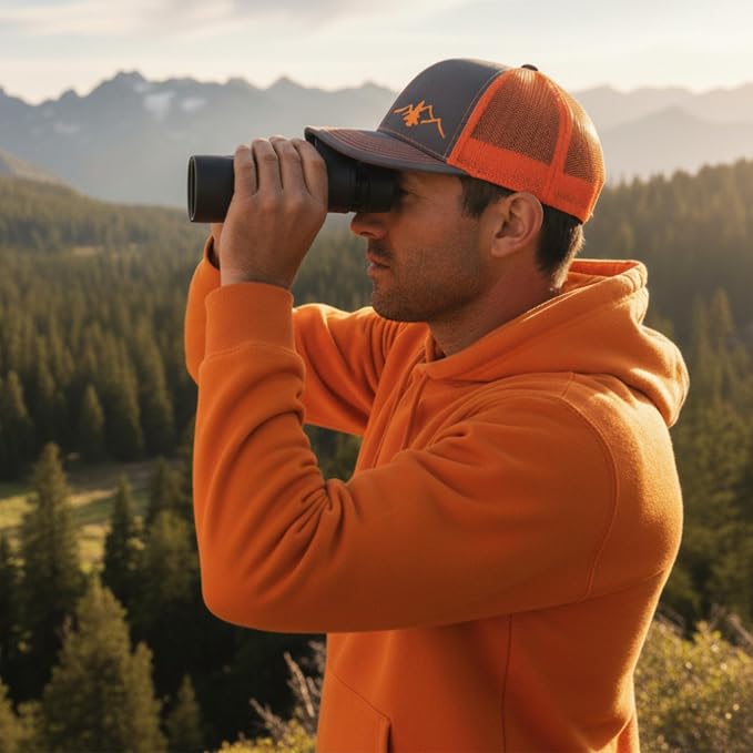 LINDO Trucker Hat [ Great Outdoors Design ] for Men and Women: Mid Profile Cap with Breathable Mesh Back and Adjustable Snap
