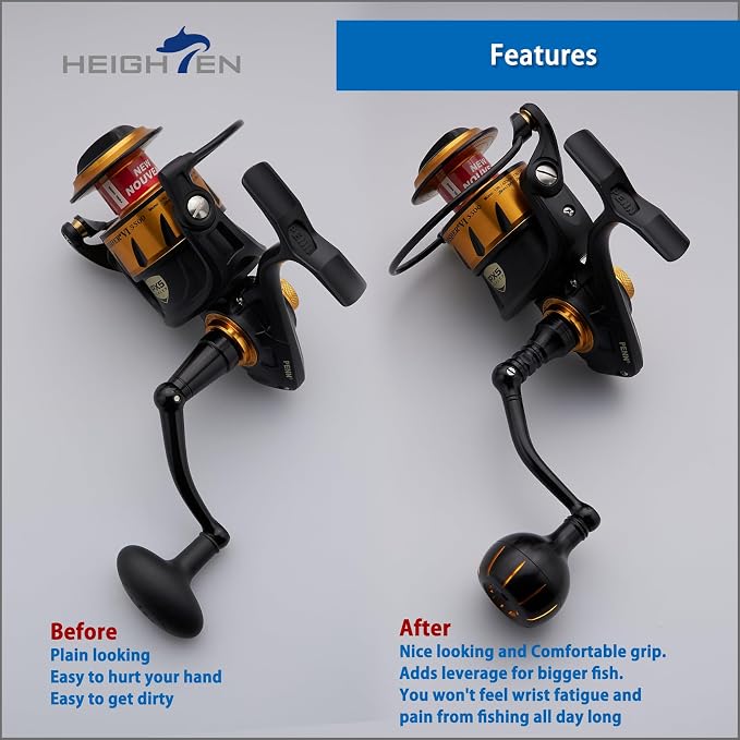 HEIGHTEN Fishing Reel Handle for Penn Spinfisher VI/Slammer III IV/Battle II III DX/Pursuit III IV/Fierce II III