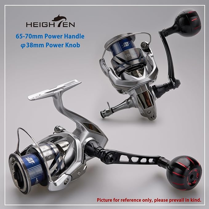 HEIGHTEN 65-70mm Spinning Reel Handle with 38mm Knob for Shimano Stradic FL FM Stella Vanford Vanquish Nasci Twinpower Daiwa Fuego BG MQ Ballistic Certate Luvias Tatula