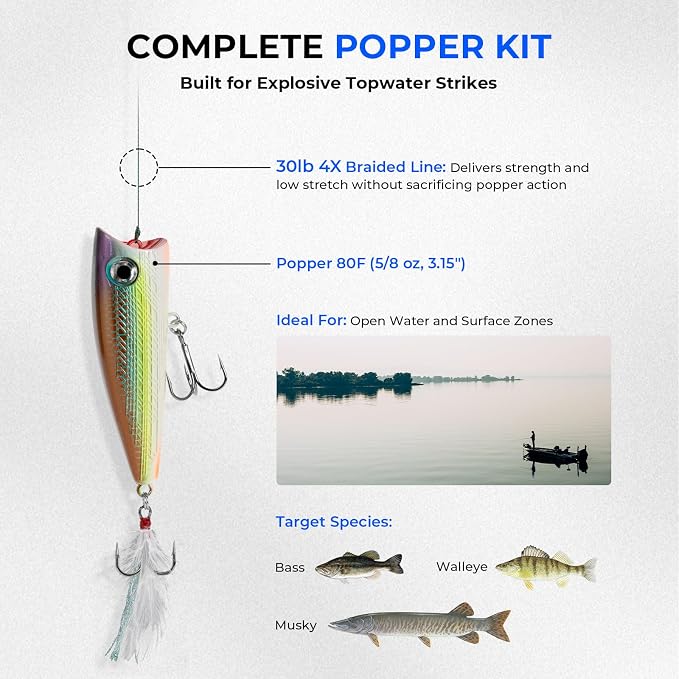 KastKing Superpower Braided Fishing Line and Lure Kit, 4X Braid Line with Hard & Soft Baits, Topwater, Jigs, Rigs&Jerkbaits, Complete Freshwater Fishing Gear Set for Bass,Trout & Walleye,Gift for Men