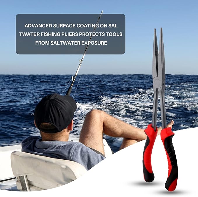 Hikary Long Nose Fishing Pliers, Stainless Steel Hook Remover Braid Cutter Rustproof Multi-Tool Fishing Gripper for Freshwater Saltwater