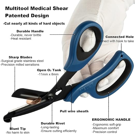 MEUUT 2 Pack Trauma Shears Bandage Scissors for Left and Right Hand - Medical Supplies with 8 inch Heavy Duty Medical Scissors for EMT Workers Nurses