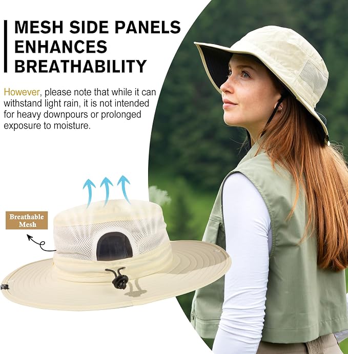 TOP-EX Men's Wide Brim Sun Hat UPF 50+ Waterproof, Packable Breathable Mesh Boonie Bucket Cap for Hiking Fishing Safari