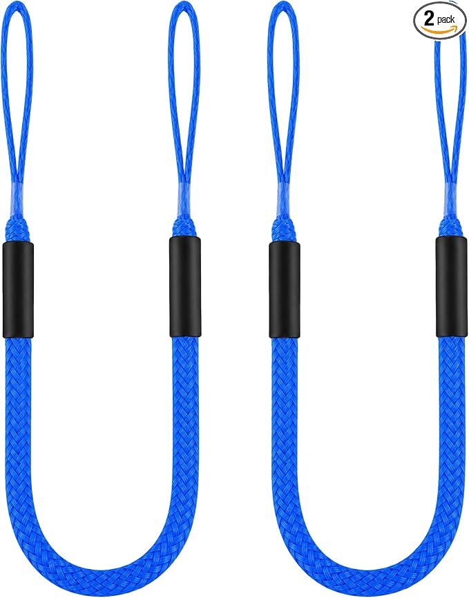 Boat Bungee Dock Lines, Scratch-Free Loop Ends Mooring Rope, Shock Absorbing Pontoon Tie Down Accessories Compatible with Models for Jet Ski（4ft-2 Pack-Blue）