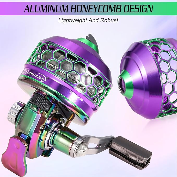 Sougayilang Spincast Fishing Reel,High Speed 3.9:1 Gear Ratio,Trouble-Free Push-Button Bait Casting Design and Reversible Handle for Left/Right Retrieve,Pre-Spooled with Monofilament Line