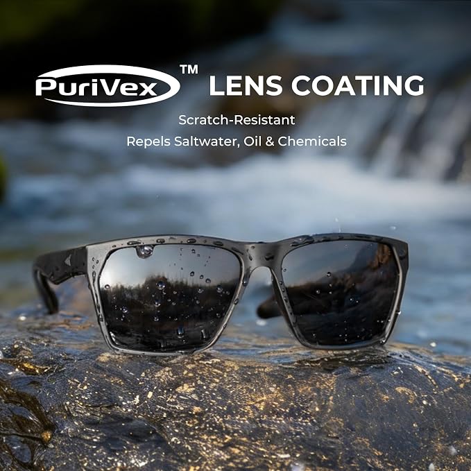 KastKing Beartrap Polarized Sports Fishing Sunglasses, With PuriVex Protective Lens Coating, Square Frame Design, Men Women