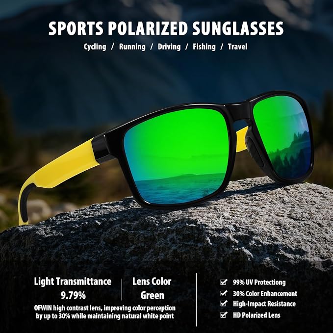 Sports Polarized Sunglasses for Men Women UV Protection Unbreakable Driving Running Fishing Hiking Sun Glasses