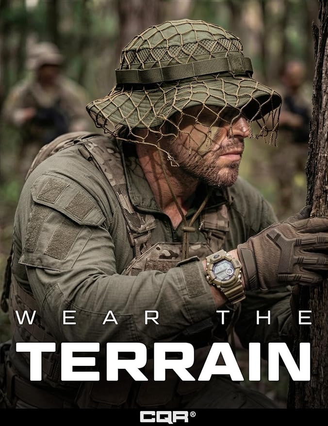 CQR Men's Tactical Boonie Hat, Breathable Packable Sun Hat for Hunting, Hiking, Fishing, Shooting, and Outdoor Activities