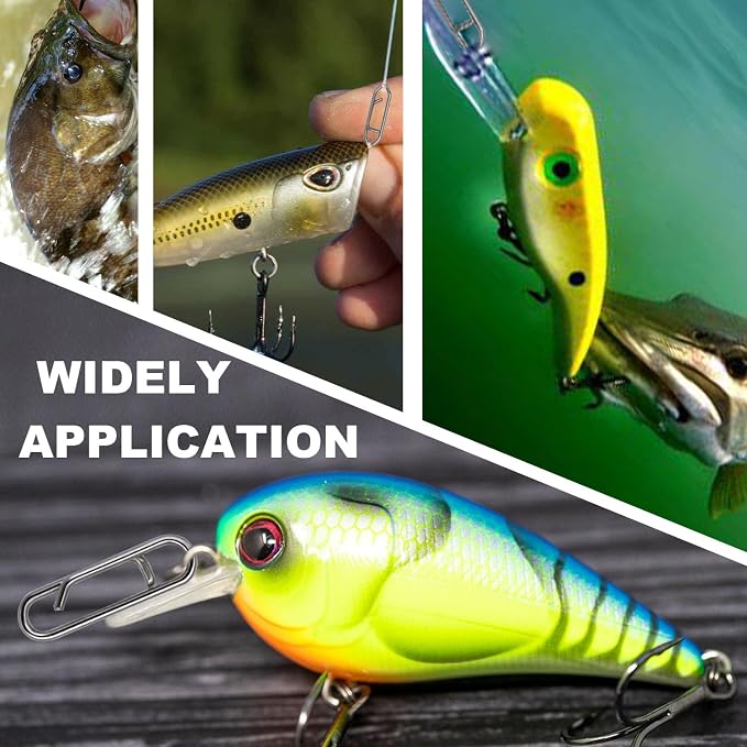 200pcs Fishing Power Clips, High Strength Speed Clips Stainless Steel Quick Change Clip, Freshwater Saltwater Crankbait Popper Lures Fast Link Snap Connector