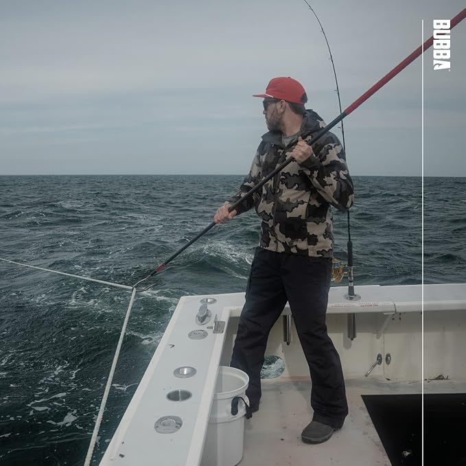 BUBBA 7 Foot Gaff with 4 Inch Stainless Steel Offset Hook, Non-Slip Grip Handles and Carbon Fiber Shaft for Fishing, Boating and Outdoors
