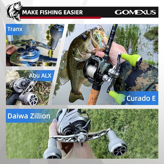 GOMEXUS Power Handle Compatible for Shimano SLX Tranx Daiwa Tatula Zillion Abu Garcia Revo 13 Fishing Baitcasting Reel Carnk Replacement Parts | Bass Fishing
