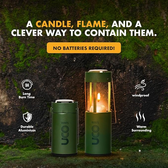 UCO Candle Lantern Value Pack with 4 Candles and Storage Bag, Collapsible Candle Lantern for Camping & Emergency Preparedness