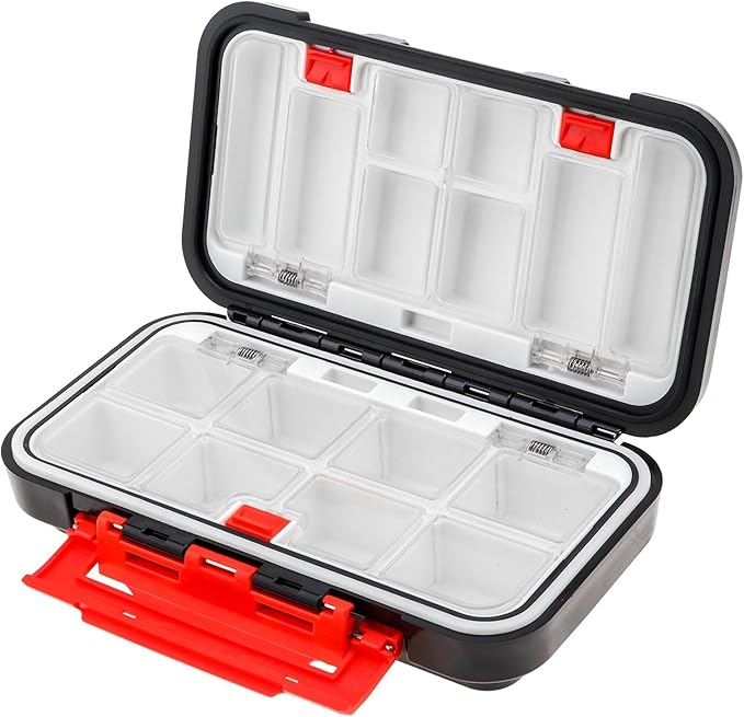 Fishing Tackle Storage Box, Double Sided Waterproof, 16 Compartments, Fishing Lure Box Storage Containers (Black)