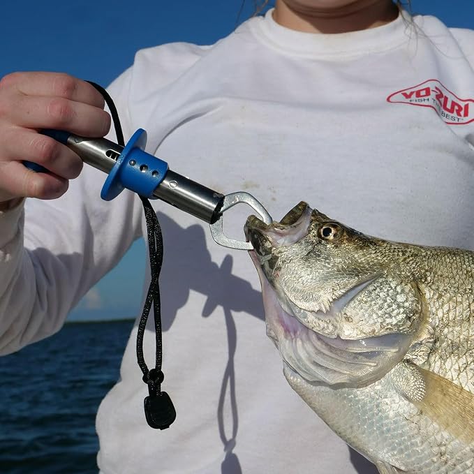 CUDA 6" Fish Lip Gripper, Durable Stainless Steel Up to 22 Lbs Fishing Accessory Tool for Freshwater Fish with Non-Slip T-Handle, Lanyard Included