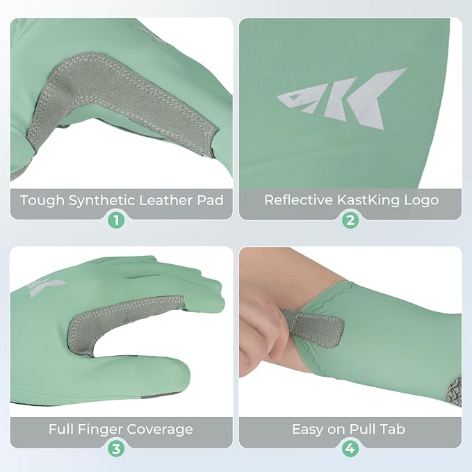 KastKing Sol Armis Pro UPF50+ Fishing Gloves-Quick-Dry, Full Finger & 3/4 Fingerless Sun Protection Gloves Men Women for Outdoor