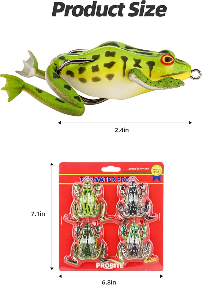 Soft Frog Lures, Topwater Swimbaits for Bass Fishing, Realistic PVC Design, Weedless Hooks, Perfect for Freshwater & Saltwater, Effective Fishing Lures for Pike & Snakehead