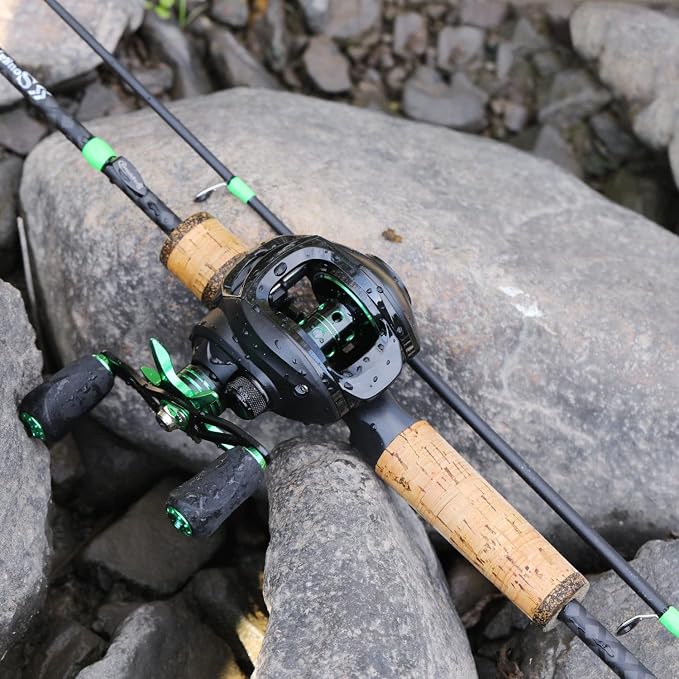 Sougayilang Fishing Rod Reel Combo, Fast Action 2 Pieces Fishing Pole with Baitcasting Reel