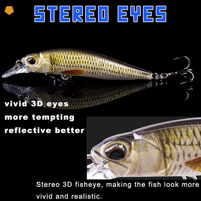 Glide Bait, Slow Sinking Swimbait, Topwater Hard Lures for Bass Catfish,Pike Perch, Freshwater or Saltwater