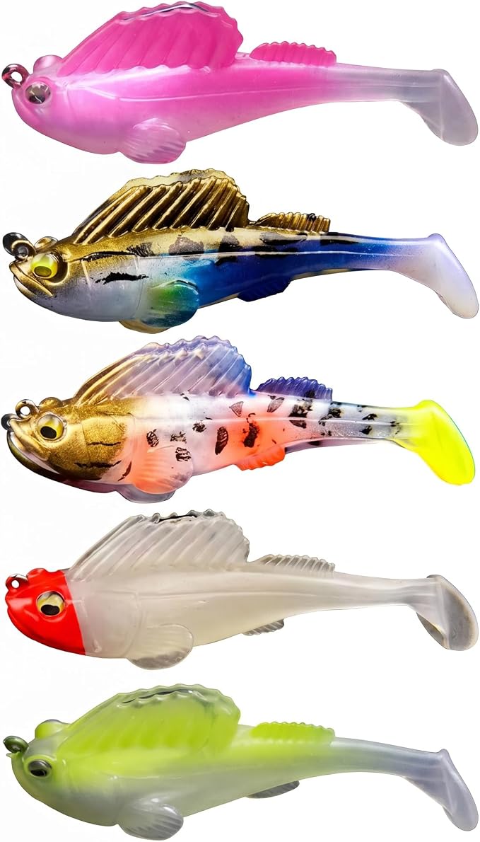Soft Fishing Lures for Bass Fishing:Pre-Gigged Swim Baits for Saltwater or Freshwater.Soft Plastic Fishing Accessories.