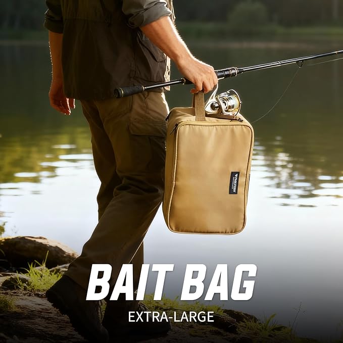 THKFISH Fishing Soft Plastic Bait Storage, Water-Resistant Extra-Large Clear Sleeves Tackle Bait Bag Storage For Lure Hooks, Sinkers & Fishing Accessories(Grey)