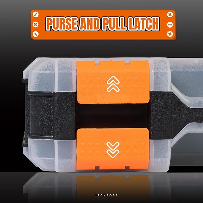 Generic Tool Box with Transparent Lid, Double Side 34-Compartments Organizer Box with Removable Dividers for Hardware, Screws, Bolts, Nails, Beads, Jewelry and Fishing Accessories, Orange, 4 Packs