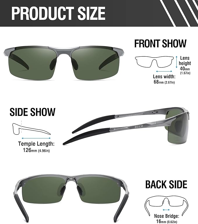 DUCO Mens Sports Polarized Sunglasses UV Protection Sunglasses for Men 8177s