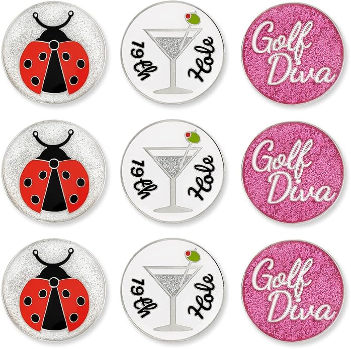 PinMart’s Mix Bundle Pack of 9 Golf Ball Markers - Golf Accessories for Men and Women – United States Eagle and American Flag Magnetic Ball Markers Set of 9