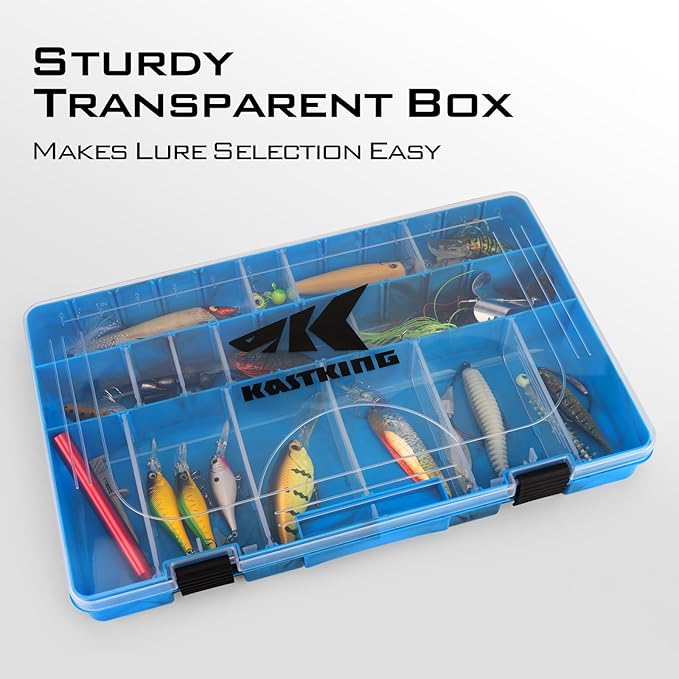 KastKing Tackle Boxes, Plastic Box, Plastic Storage Organizer Box with Removable Dividers - Fishing Tackle Storage - Box Organizer - 2 Packs /4 Packs Tackle Trays - Parts Box