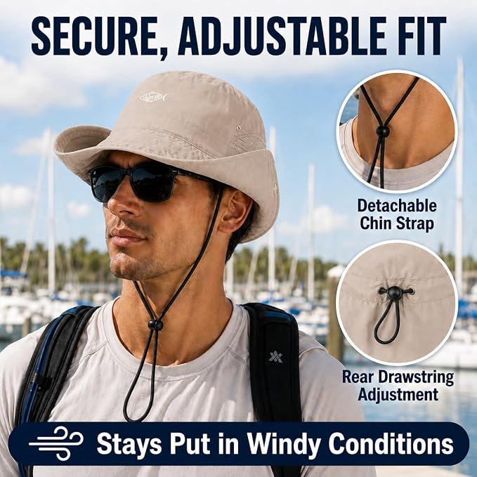 Palmyth Fishing Hat with Detachable Neck Flap UPF 50+ Sun Hats for Men, Breathable Mesh UV Protection for Fishing Hiking