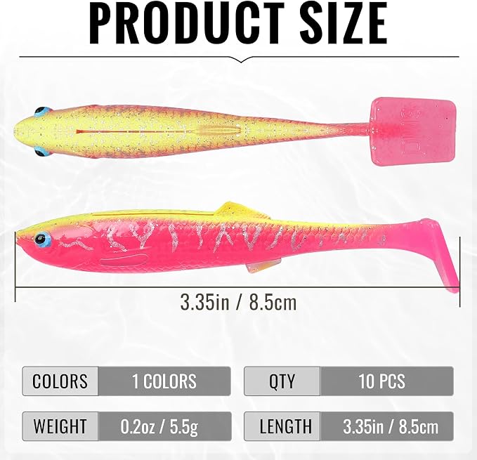 TRUSCEND Shadtale Easy Catch Soft Fishing Lures, Unique Vibration and Action for Various Rigs, Paddle Tail Swimbaits Trailer for Bass, Trout, Crappie, Walleye, Redfish, Saltwater & Freshwater Fishing