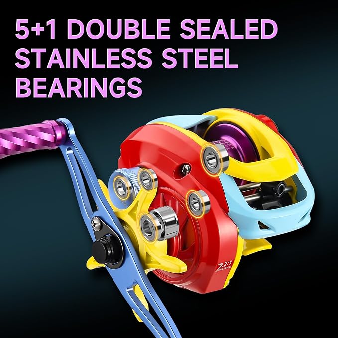 DC Baitcaster Reel, 3 Modes Digital Control Trolling Reel, 5.47oz Ultralight Baitcasting Reels, Max Drag 11LB, 7.2:1, 5+1BB, Freshwater Saltwater Fishing Reels