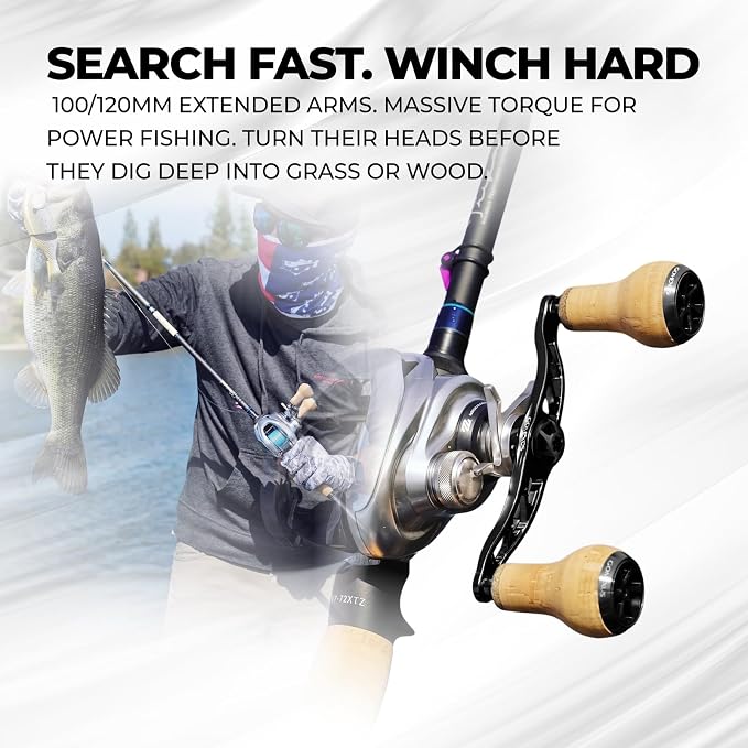 GOMEXUS Power Handle Compatible for Shimano SLX Tranx Daiwa Tatula Zillion Abu Garcia Revo 13 Fishing Baitcasting Reel Carnk Replacement Parts | Bass Fishing